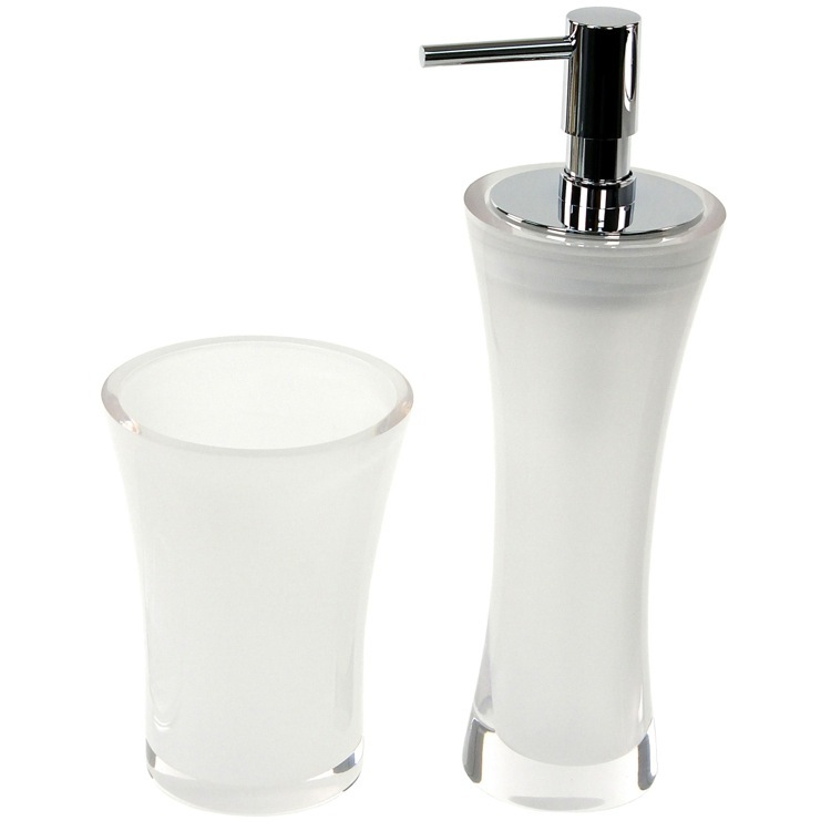 Gedy AU500-00 Transparent Soap Dispenser and Toothbrush Holder Accessory Set